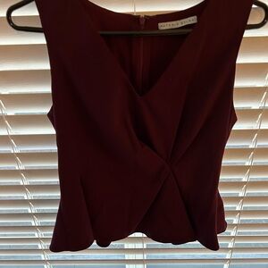 ANTONIO MELANI Style Closet Deep Burgundy V-Neck Blouse